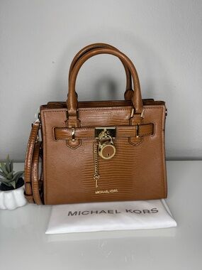 Michael Kors Small Hamilton Crocodile embossed leather Satchel Crossbody Luggage